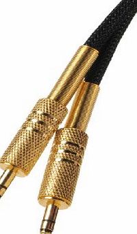[ 3.5MM/1B ] BLACK- Auxilary Goldspec AUX-IN 24k Gold input lead wire cable 3.5mm to 3.5mm jack for iPod, iPhone 3G, 3GS, 4G mp3 players and car stereo (1m)